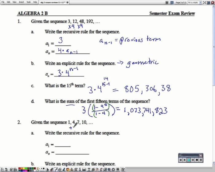 Final exam review packet algebra 2