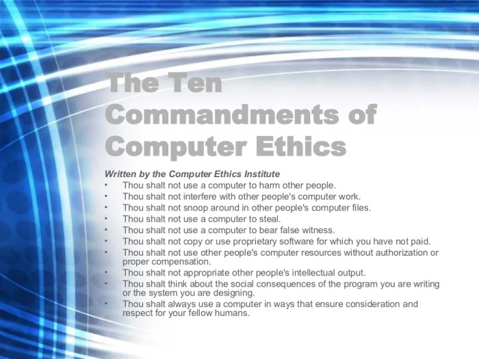 Ten commandments of computer ethics