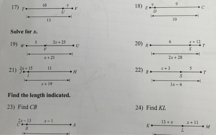 Geometry assignment find the length indicated