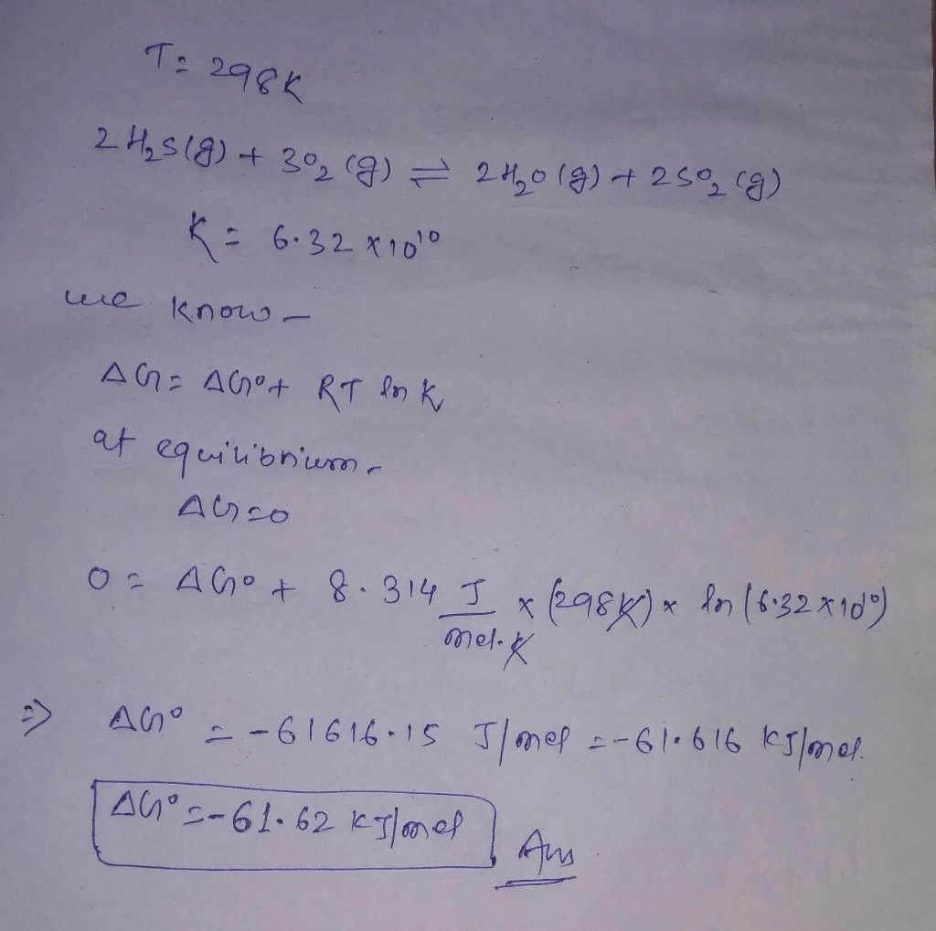 Calculate k at 298 k for the following reaction