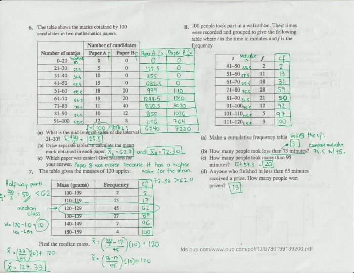 Measures of central tendency worksheet answers